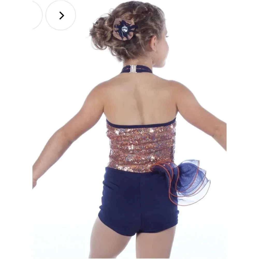 Alexandra Collection Glamorama Halter Biketard Dance Costume Sz 8